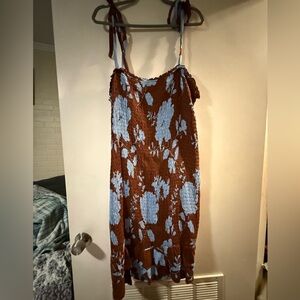 Forever 21 Brown and Blue Floral Dress